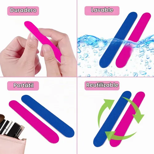 Vista 7 de Emery Boards para uñas, 100 limas de uñas para uñas naturales, pequeñas, desechables, de doble cara, lima de uñas coloridas, a granel para el hogar