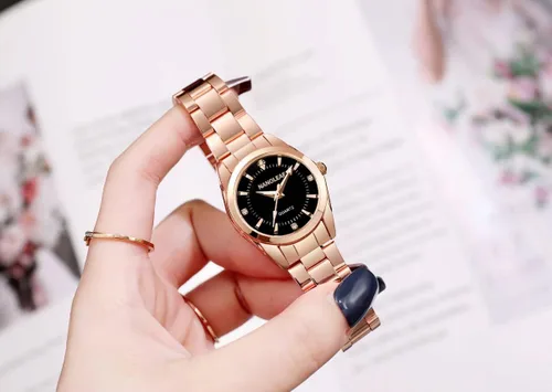 Vista 3 de Reloj de cuarzo clásico casual para mujer, de acero inoxidable, impermeable, luminoso, para mujer