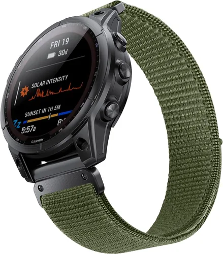 Vista 2 de Compatible con Garmin Fenix 8/8 Pro 2.008 in/Fenix 7X/6X/6X Pro/5X/5X Plus, correa de reloj de nailon de 1.024 in de ajuste rápido, correa