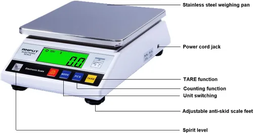 Vista 8 de RESHY Báscula de laboratorio de alta precisión de 22 lbs x 0.004 oz, báscula digital de cocina grande, escala de gramos de alimentos, báscula