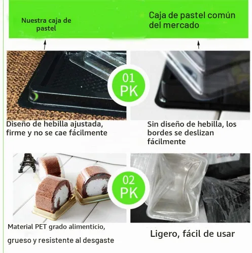 Vista 6 de Juego de 50 cajas de rollo para tartas, contenedor individual personal de rollo suizo con cúpula transparente, muffins, queso, pastelería, postre