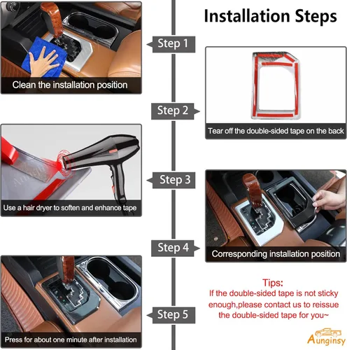 Vista 4 de Aunginsy Cubierta de panel de palanca de cambios de consola central compatible con accesorios Toyota Tundra 2014-2021, palanca de cambios de control