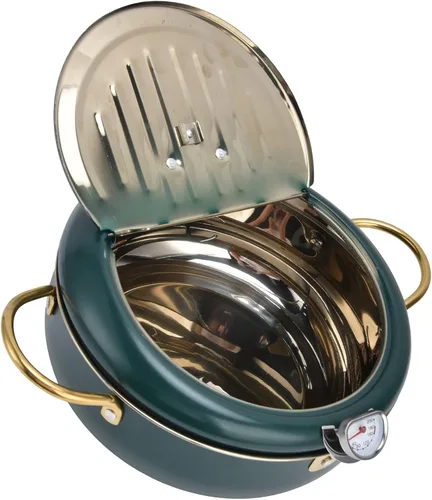 Vista 6 de Olla para freidora, freidora de acero inoxidable 304 estilo japonés, sartén con termómetro, olla de tempura para freír papas fritas, camarones