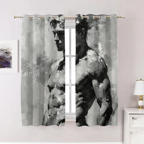 Vista 104 de Cortinas de cocina de hojas de arce otoñales para ventanas, hojas verdes y rojas sobre cenefas opacas negras, tratamientos de ventana de poliéster