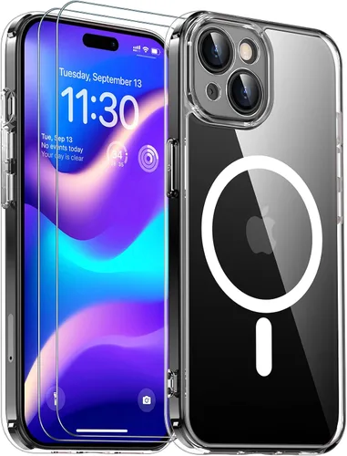 Vista 54 de SPIDERCASE Funda magnética translúcida diseñada para iPhone 11, con 2 protectores de pantalla de vidrio templado, antihuellas, para iPhone 11 de 6.1