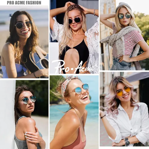 Vista 2 de Pro Acme Gafas de sol polarizadas de metal redondas pequeñas para mujer, estilo retro