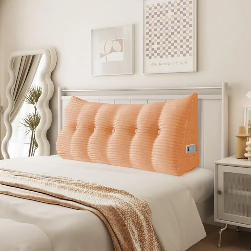 Vista 35 de Almohada de cuña para sentarse en la cama, almohada de lectura para adultos, soporte para respaldo, almohada de cabecero, sofá cama, cojín de Negro