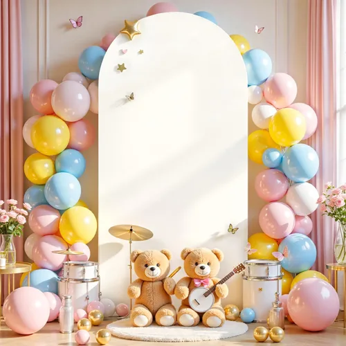 Vista 98 de Baby Blue Arch Backdrop Cover, 6FT Spandex Fitted Wedding Arch Stand Covers Round Top Chiara Backdrop Cover for Birthday Party Ceremony Banquet Azul