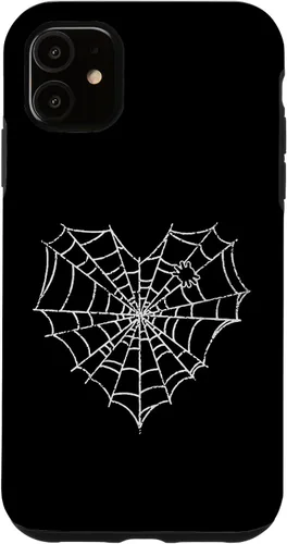 Vista 8 de iPhone 16 Halloween Spider Web Disfraz lindo corazón araña funda