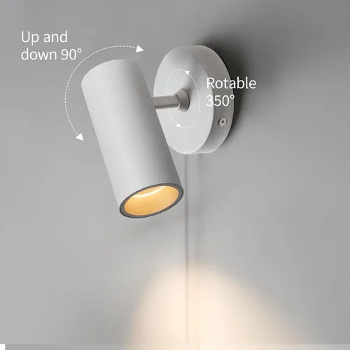 Vista 3 de Aisilan - Focos de pared LED para interiores, enchufe con interruptor, luces elevadoras ajustables para iluminación de pared, 12 W COB 3000K CRI97