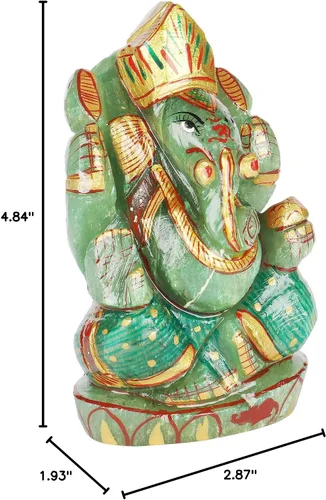 Vista 5 de Estatua de Ganesha tallada a mano de gemas reales, estatua de piedras preciosas de Ganesha, Estatua de Ganesha de inauguración de la casa 2857.00 Ct