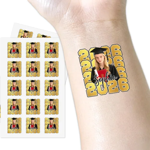 Vista 10 de InterestPrint Tatuajes temporales personalizados de despedida de soltera con foto de texto, tatuaje de cara de bola de discoteca, tatuaje de novia