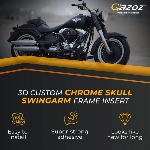Vista 3 de Inserto de marco de basculante de calavera cromada 3D personalizada 4 piezas para modelos Harley Davidson Softail 2008-2017