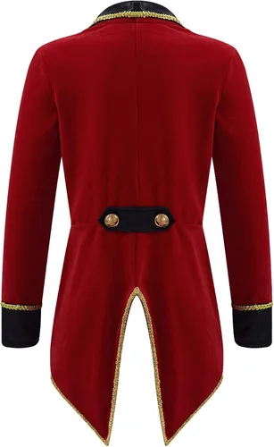 Vista 2 de Chaqueta de circo Ringmaster con cuello de solapa, abrigo de esmoquin para Halloween