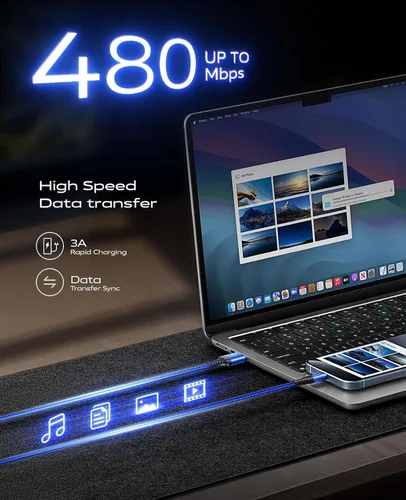 Vista 19 de Dasku iPhone 17 USB C a USB C de carga rápida, 60 W (3.1 A), paquete de 2 cables cargador de carga de 3 pies tipo C para iPhone 17/16/15/15 Plus/15