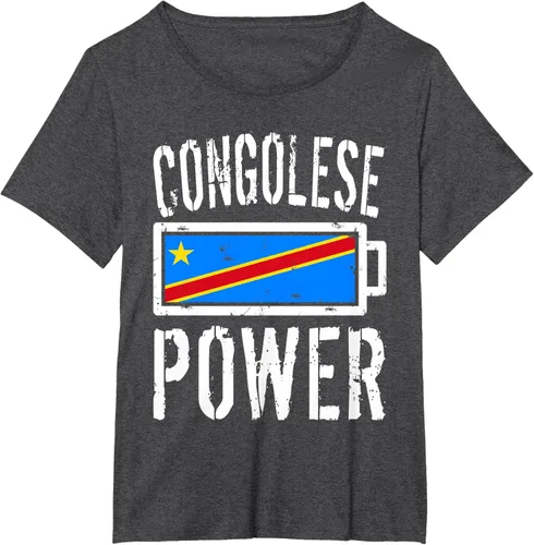 Vista 22 de Camiseta de batería de energía congoleña con bandera de República Democrática del Congo, Negro, S