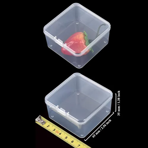 Vista 2 de Goodma 18 contenedores cuadrados vacíos de plástico transparente con tapas con bisagras para objetos pequeños y otros proyectos de manualidades