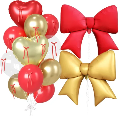 Vista 19 de 16 globos de corazón rosa, globos de lazo de 38 pulgadas, globo transparente rosa perla de doble relleno y arco en forma de corazón globo