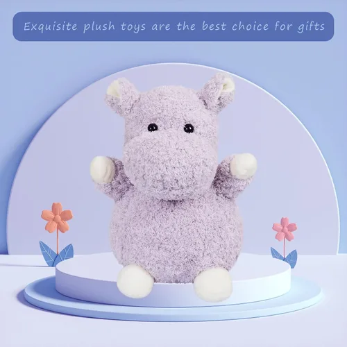 Vista 5 de Juguete de peluche de hipopótamo morado, suave juguete de peluche para niños y niñas, regalos para niños o novia, 10 pulgadas
