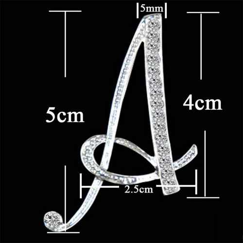 Vista 4 de ETHOON Broche de letras con inicial de diamantes de imitación para mujer, manualidades, plateado A-Z