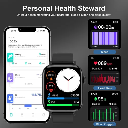 Vista 4 de Reloj inteligente para hombre con pantalla táctil HD de 1.90 pulgadas, llamada Bluetooth, rastreador de actividad física con más de 120 modos