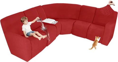 Vista 95 de ALIECOM Fundas 100% impermeables para sofá seccional reclinable, forma de L, elásticas, para esquina, funda para sofá seccional reclinable, lavable