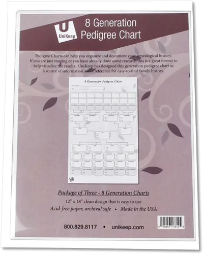 Vista 8 de UniKeep Gráficos de pedigrí para la investigación de genalogía - Papel de calidad de archivo (pedigrí de 5 generaciones)