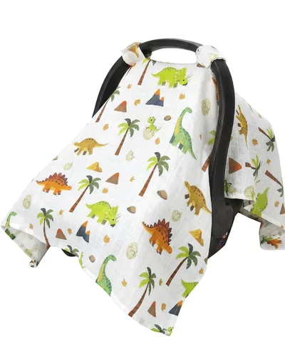 Vista 14 de Rquite - Funda para asiento de automóvil, 100% muselina de algodón, toldo Animal