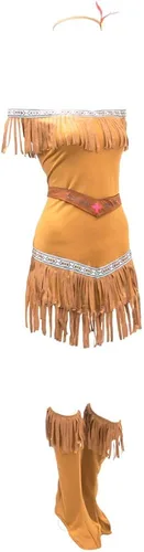 Vista 3 de Disfraz de Halloween de Hide Hunress para mujer, vestido indio nativo americano
