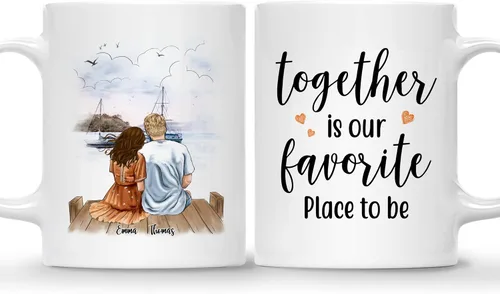 Vista 11 de Gossby Taza de café personalizada para parejas, regalo personalizado para pareja, con diseño, nombre, aniversario, día de San Valentín, regalo