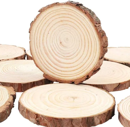 Vista 2 de William Craft Rebanadas de madera natural sin terminar, 20 piezas de posavasos de madera de 2.75 a 3.1 pulgadas, kit de madera para manualidades