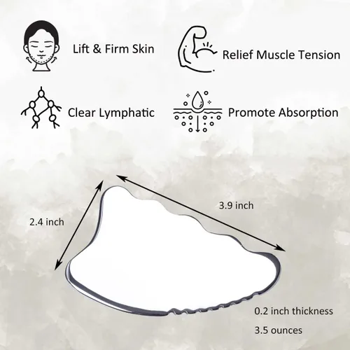 Vista 5 de wuyaoyao Herramienta de raspado Gua Sha, herramienta de masaje de terapia de acero inoxidable, drenaje linfático Gua Sha Junta para anticelulitis