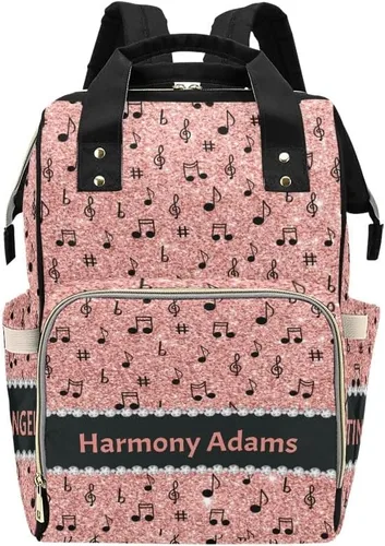 Vista 21 de Mochila para pañales personalizada, regalo con nombre, notas musicales, estrellas, azul oscuro, bolsa de viaje versátil: gran capacidad y múltiples
