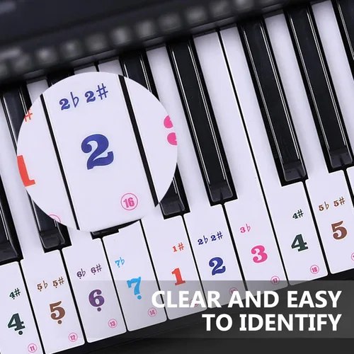 Vista 6 de Calcomanías de números 2 hojas para teclado de piano y teclados extraíbles