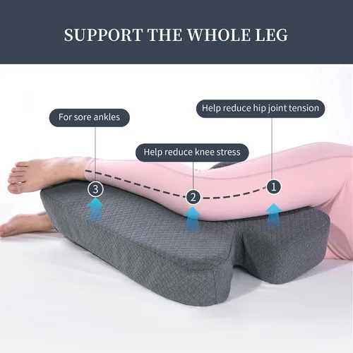 Vista 3 de HOMBYS Almohada de piernas para dormir, almohada de espuma viscoelástica de 4 pulgadas de grosor en forma de Z para dormir de lado ayuda a