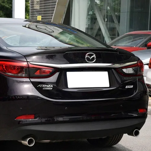 Vista 5 de Q1-Tech, alerón de maletero de fibra de carbono compatible con Mazda 6 2014 - 2017, alerón de labio trasero del maletero, 2015 2016