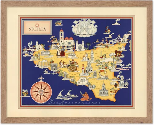 Vista 30 de Monem Art Mapa Monumental Vintage de Florencia Impresión - Póster de Viaje Retro - Arte de Italia - Gran Regalo para Hombres, Mujeres, Amantes