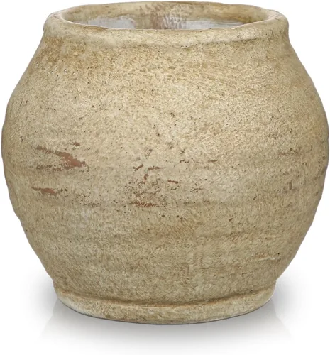 Vista 17 de Briful Jarrón rústico de cerámica de 5 pulgadas, jarrones con textura vintage desgastada, 3.5 pulgadas de boca ancha, jarrón de cerámica para ramas