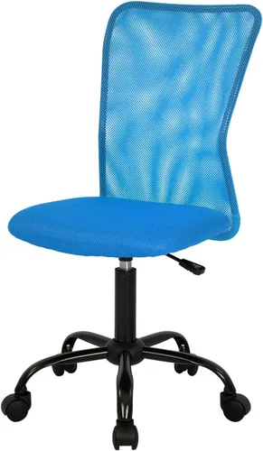 Vista 12 de FDW Silla de oficina en casa, silla de escritorio de malla con respaldo medio, sin brazos, ergonómica, giratoria, soporte de espalda, ajustable