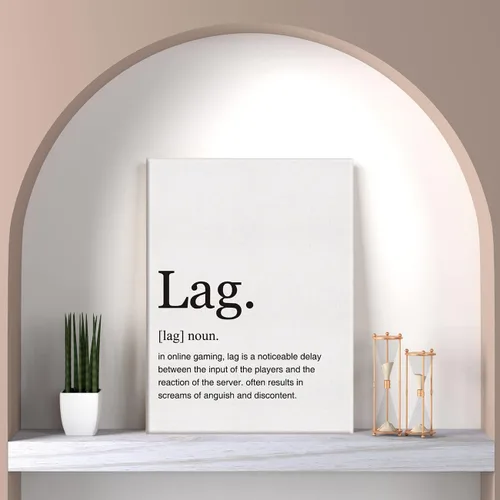 Vista 5 de LEXSIVO Lag Definition - Lienzo impreso para pared, decoración de oficina en casa, pintura moderna de juegos, 12 x 15 pulgadas, póster enmarcado