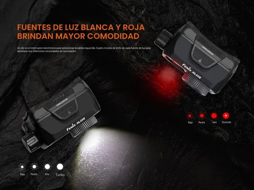 Vista 8 de Fenix HL45R - Linterna frontal de haz ajustable de 1000 lúmenes, recargable, combustible dual AAA, detección de gestos, reflector, foco, luz roja