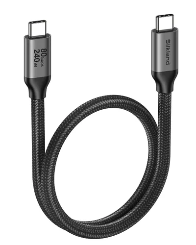 Vista 9 de Silkland Cable USB 4 de 80Gbps para Thunderbolt 5, [certificado USB-IF] Ancho de banda de 120Gbps para 16K/8K dual, carga de 240W, cable USB C