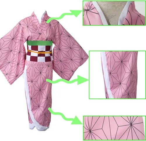 Vista 5 de UZAIN Disfraz de cosplay para mujer disfraz de anime Kamado Tsuyuri Shinobu Mitsuri conjunto completo con bambú