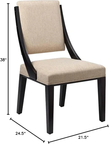 Vista 3 de Modway Cambridge - Juego de 2 sillas laterales de comedor tapizadas de tela color beige