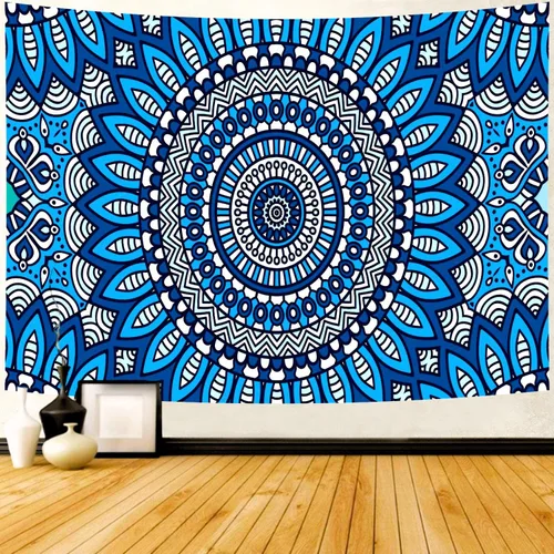 Vista 11 de Delur Tapiz de mandala negro y dorado, astrología, espacio, hippie bohemio, medallón floral, tapiz para colgar en la pared, estético, cabecero