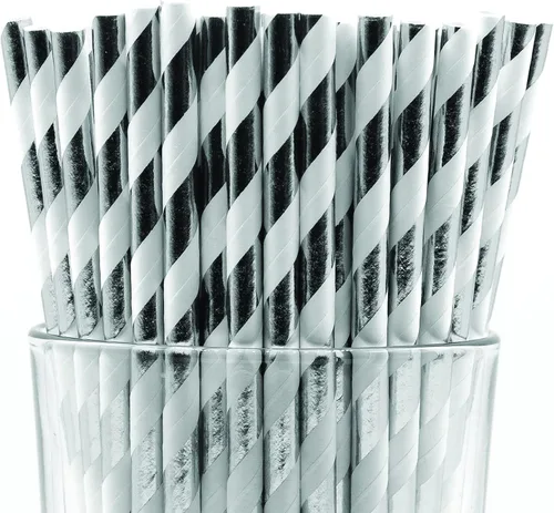 Vista 13 de Paquete de 300 pajitas de papel biodegradables de 4 capas de espirales azul cielo (compostables, no tóxicas, sin BPA)