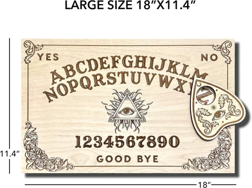 Vista 2 de CM Originals Tabla de alcohol grande – Tabla de hablar hecha a mano con planchette de madera – Calidad Premium All See Eye Board