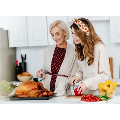 Vista 7 de Diadema de otoño, accesorios de Acción de Gracias para mujer, diadema anudada de cristal con diamantes de imitación, estampado de hojas de arce