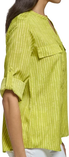 Vista 5 de Calvin Klein Manga enrollada estampada con cuello redondo para mujer
