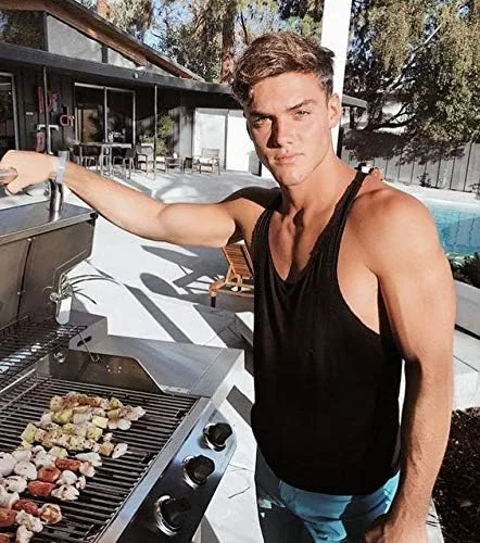 Vista 4 de COOFANDY Paquete de 3 camisetas sin mangas de algodón para hombre, sin mangas, estilo casual, clásicas
